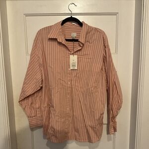 Coral Striped Button Down Collared Shirt